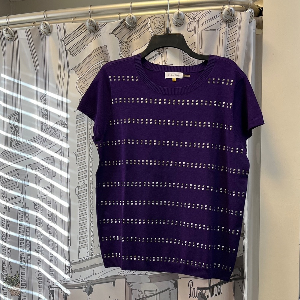 Calvin Klein Deep Purple Short Sleeve Top